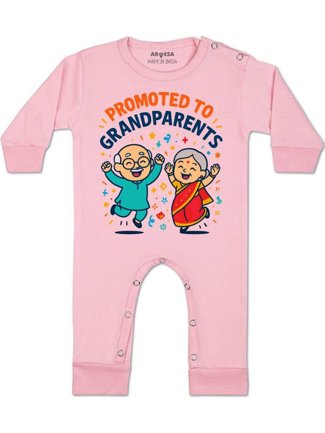 Promoted To Grandparents Printed Baby Rompers
