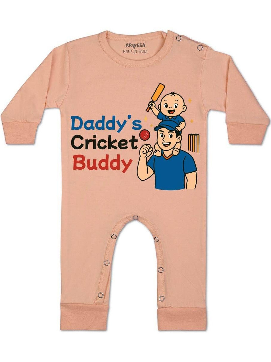 Daddy Cricket Buddy Printed Baby Rompers