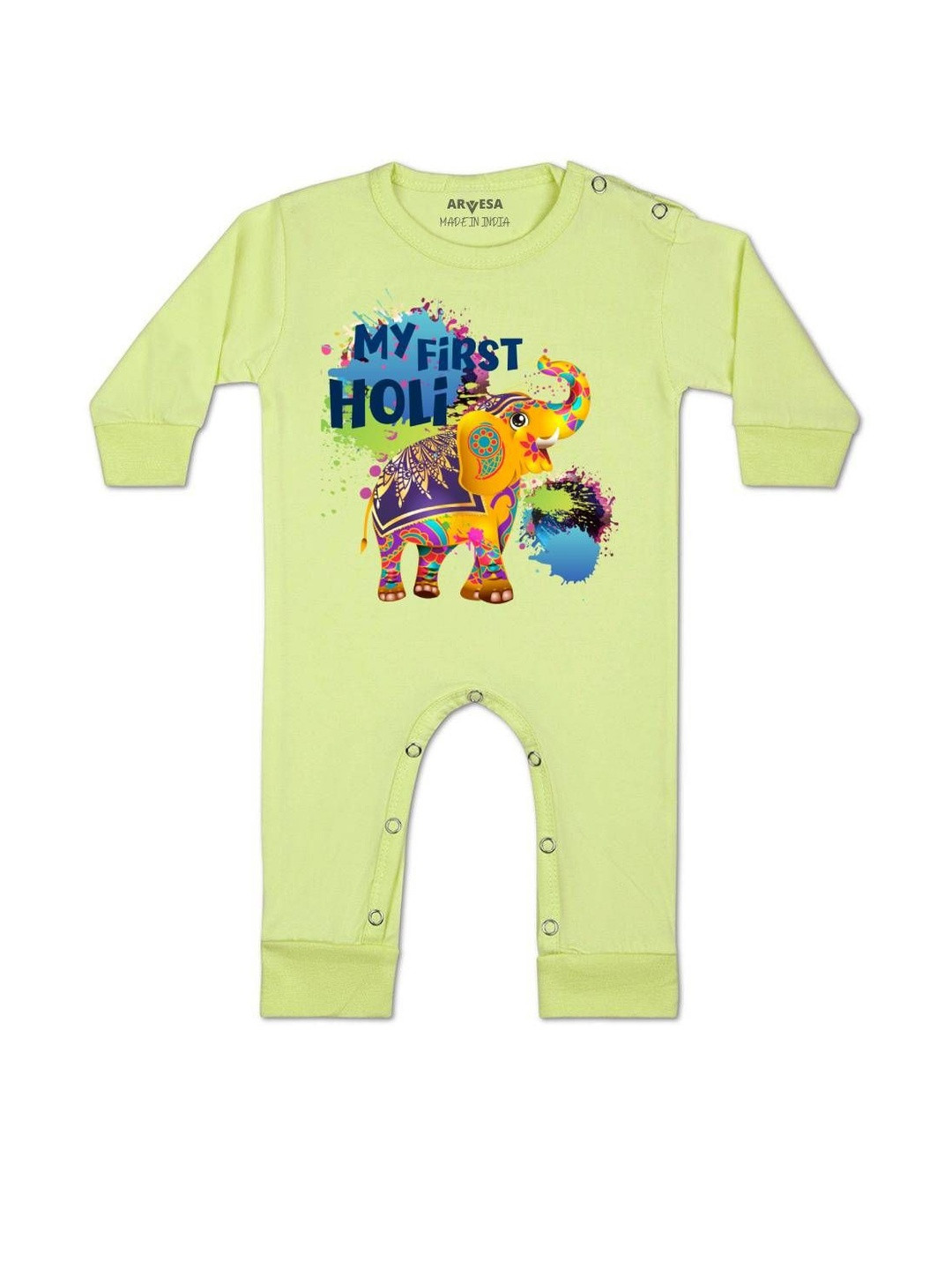 My First Holi Printed Baby Rompers