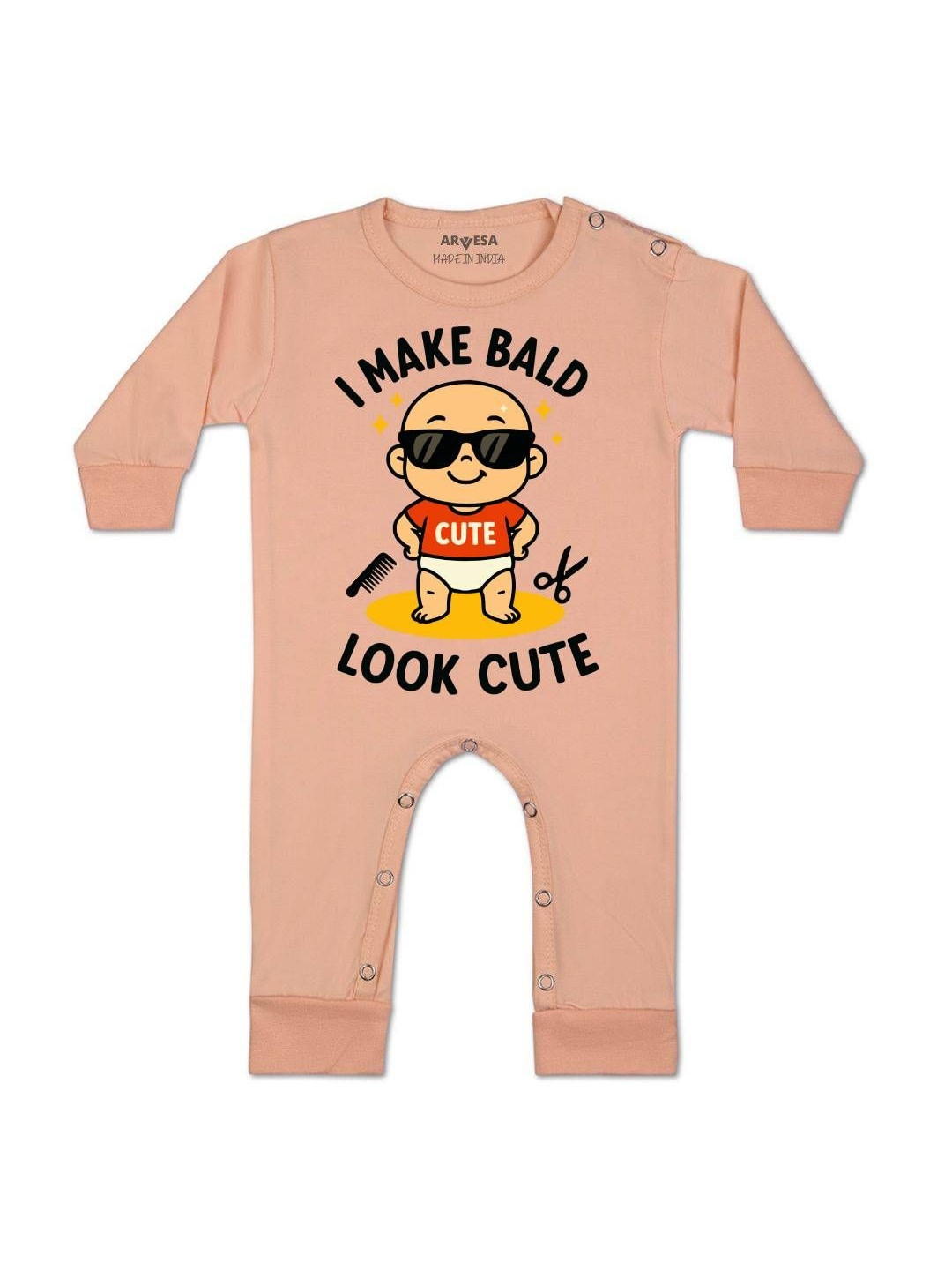 Arvesa Kids I Make Bald Look Cute Printed Baby Rompers