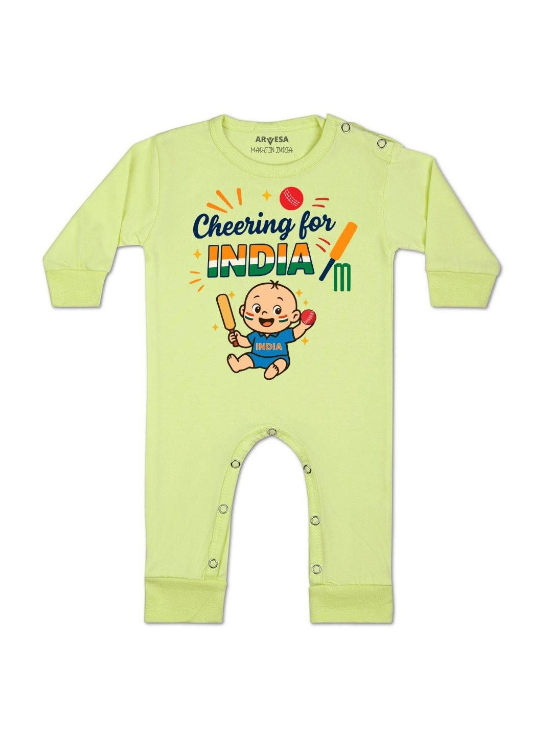 Arvesa Kids Printed Envelope Neck Half Sleeves Cotton Rompers