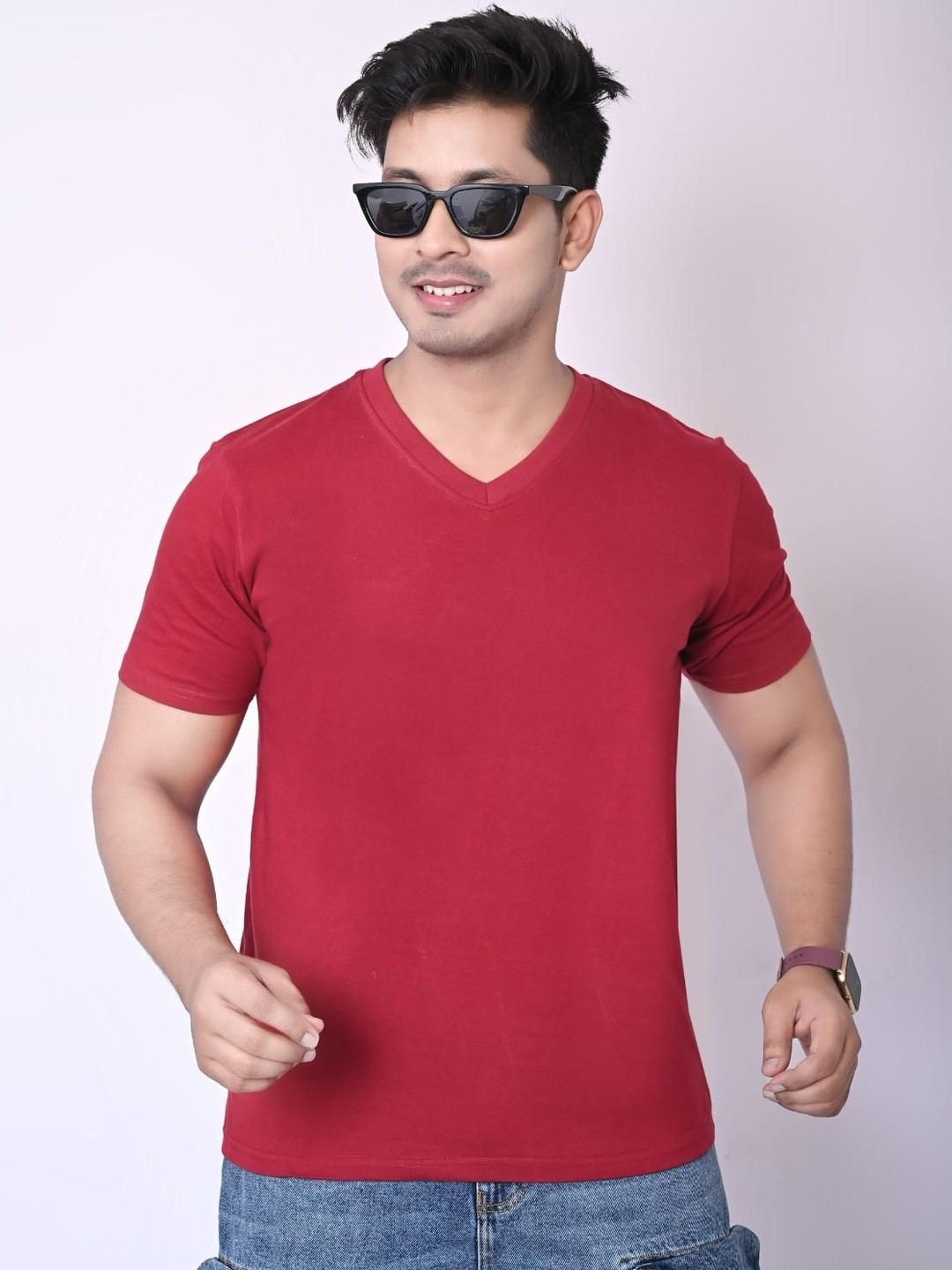 IMPERIO V-Neck T-shirt Cotton Regular Fit T-shirt
