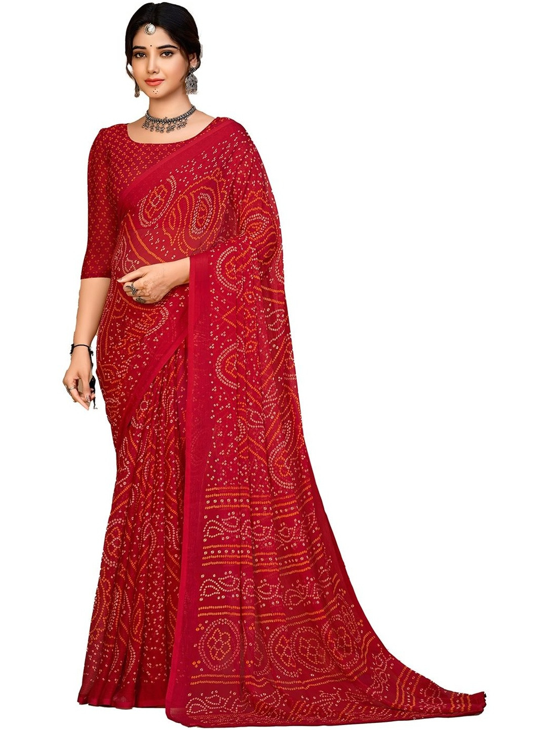 INDONIQ Women Bandhani Saree