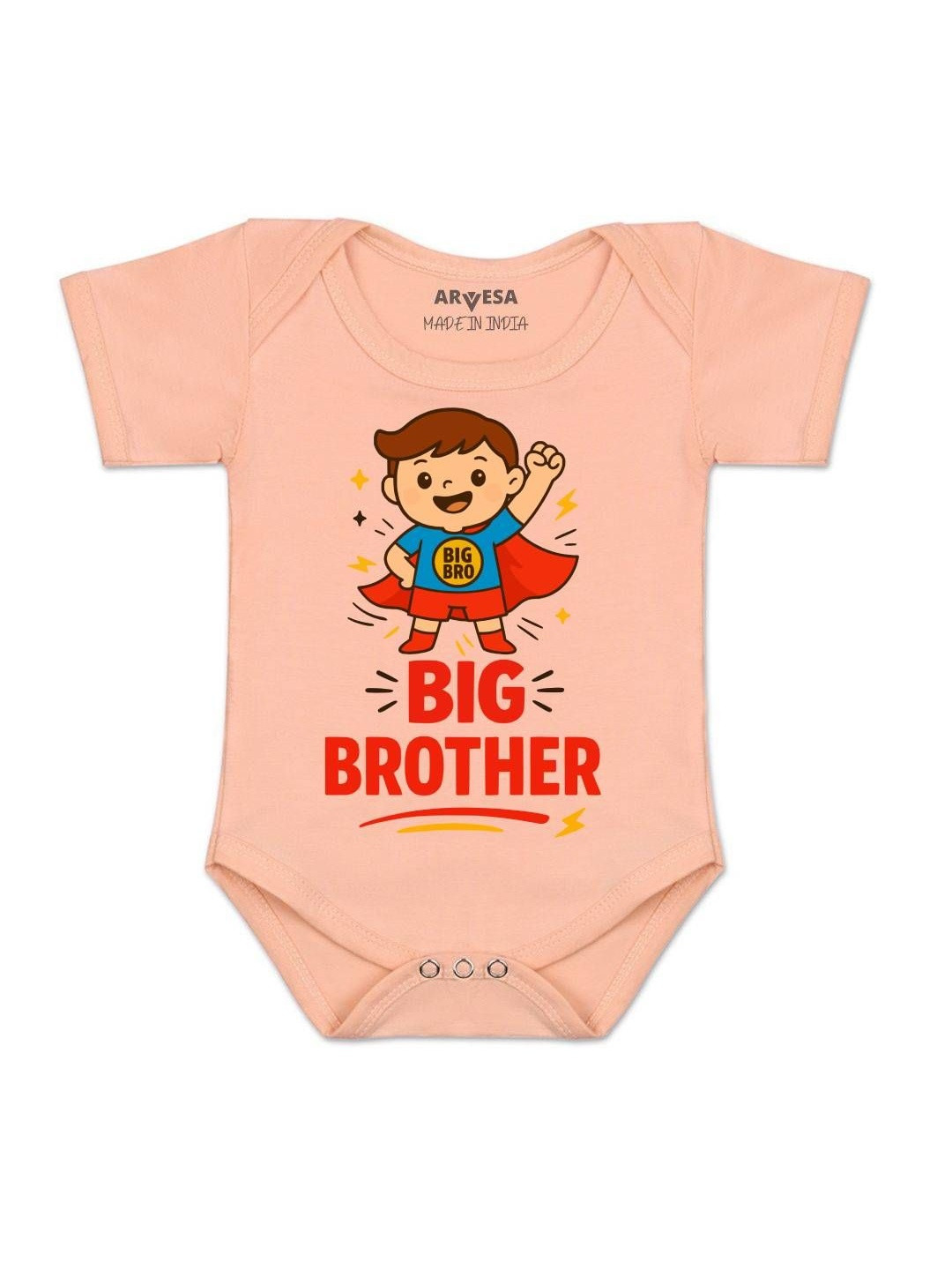 Arvesa Kids  Big Brother Printed Envelope Neck Short Sleeves Romper