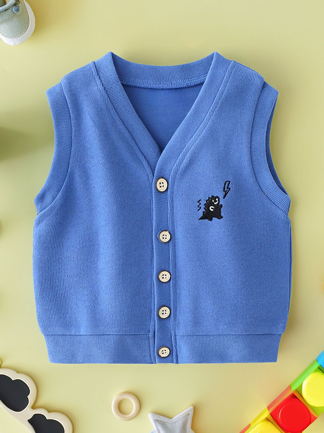 Xsole Boys Solid Sleeveless Cardigan