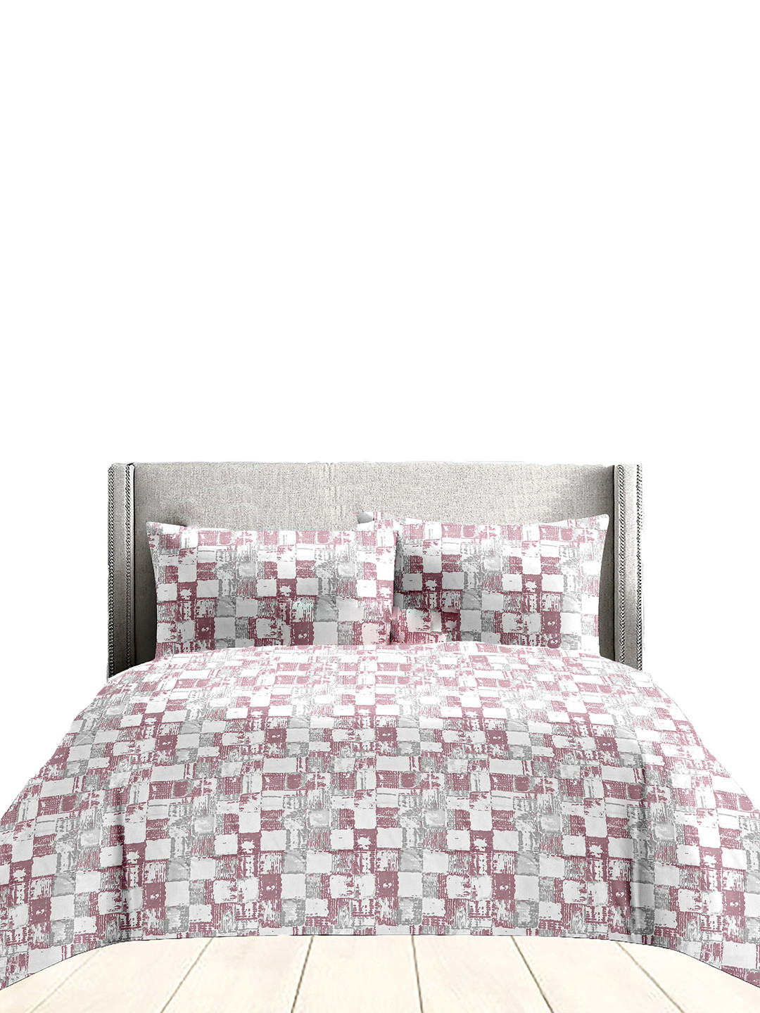 Ariana Garda Pink & White 210 TC Cotton King Bedsheet Set 2.70 m x 2.25 m