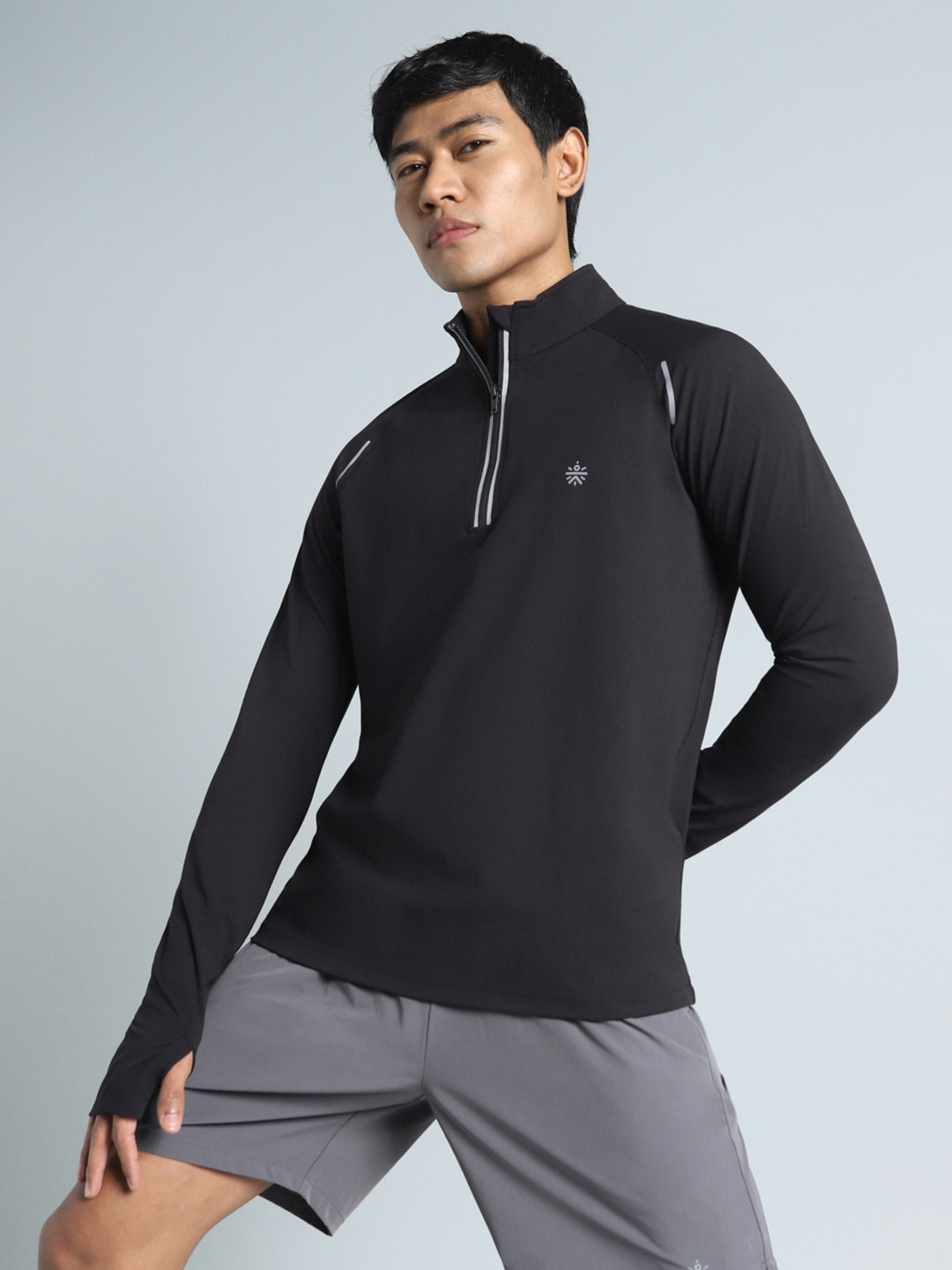 CULT Men Black Night Runner Half Placket Jacket