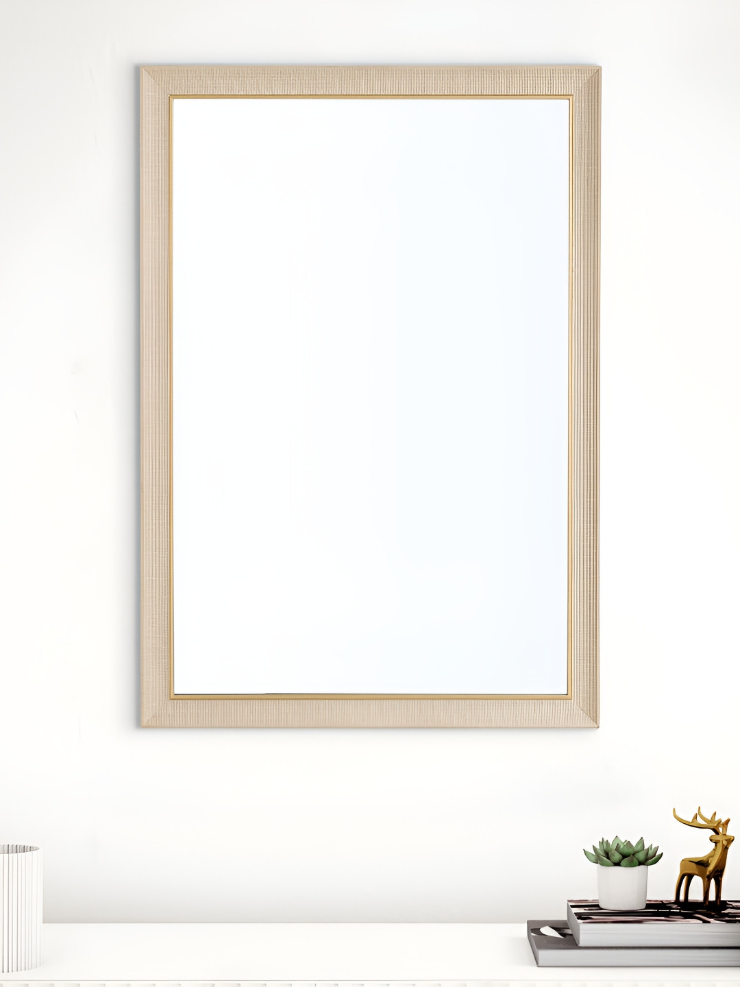 Home Centre Reflection Photomontage Marcy Beige Rectangular Wall Mirror