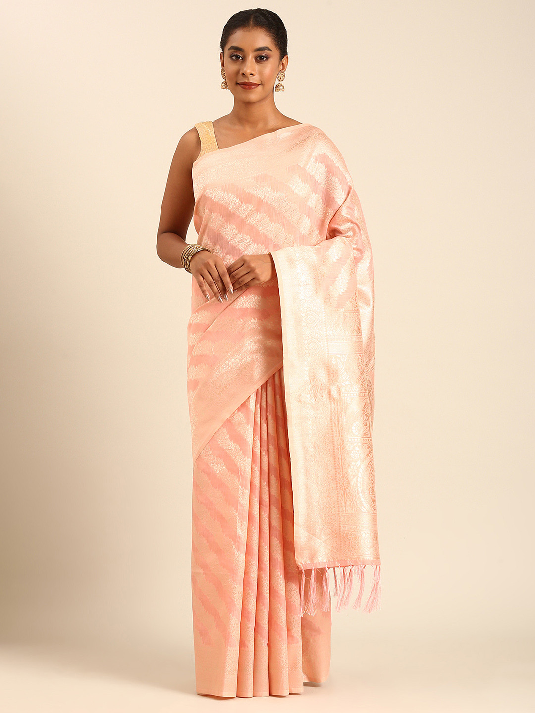 Taashi Woven Design Tussar Saree With Unsthiched Blouse Piece
