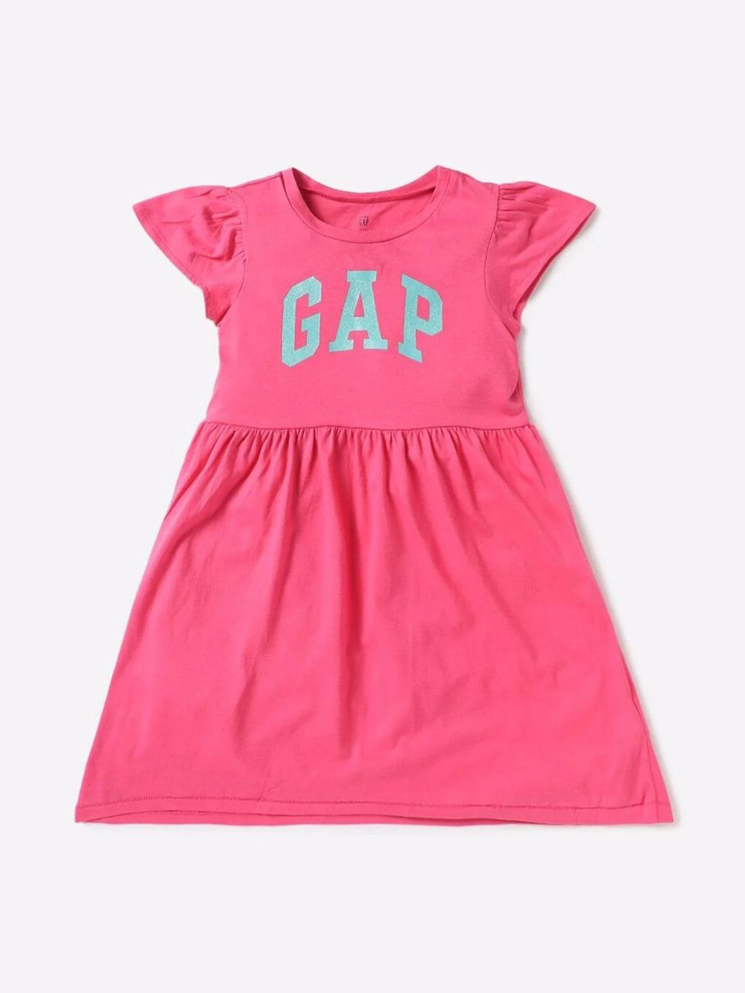 GAP Girls Brand Logo Printed Round-Neck A-Line Dress