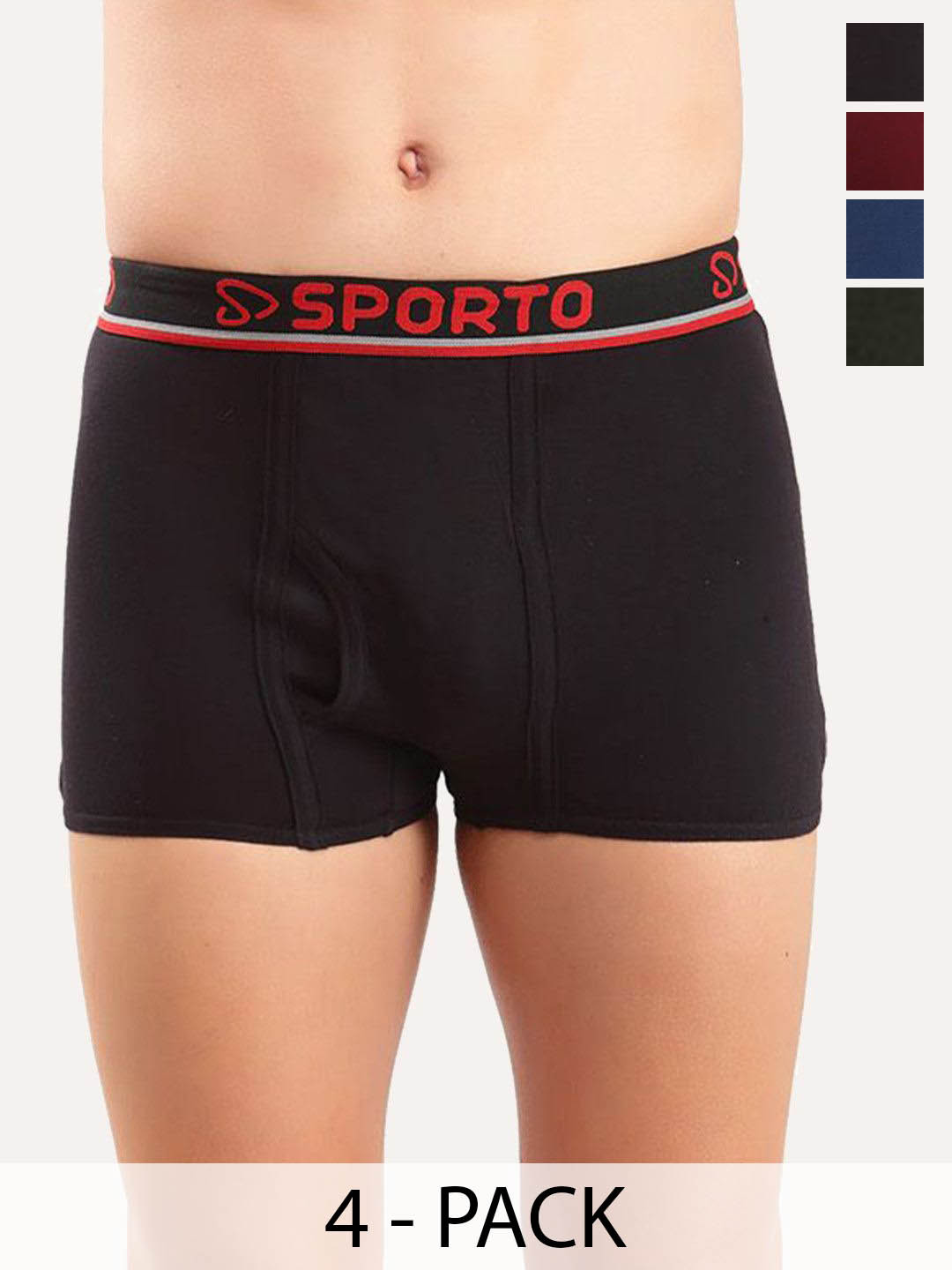 Sporto by Macho Pack Of 4 Low -Rise Trunks Sporto-Plain-Mini