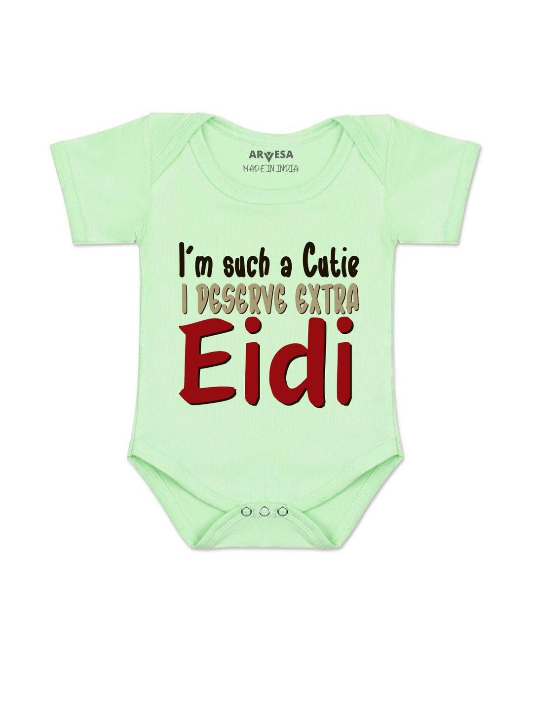 Arvesa Kids I Deserve Extra Eidi Printed Long Sleeves Cotton Rompers