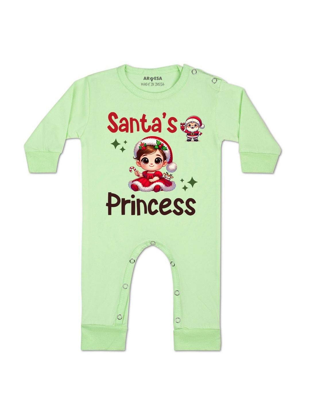 Santas Princess Printed Baby Rompers