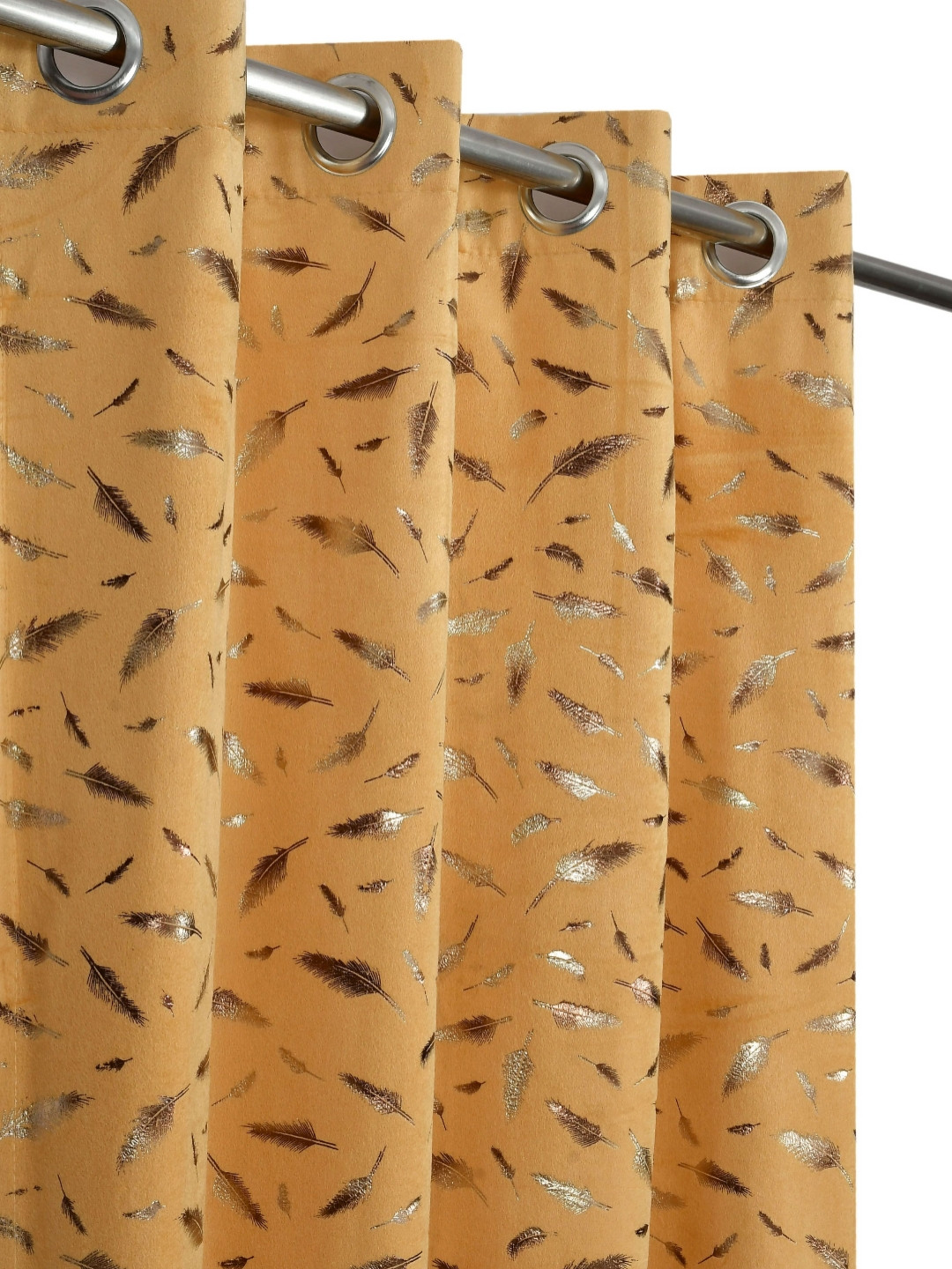 GEET CREATIONS Yellow & Gold-Toned Velvet Room Darkening Long Door Curtain