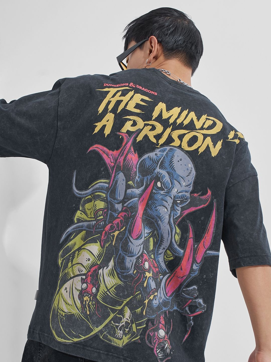 HIGHLANDER Men Dungeons & Dragons Graphic Printed Round Neck Cotton Oversized T-shirt