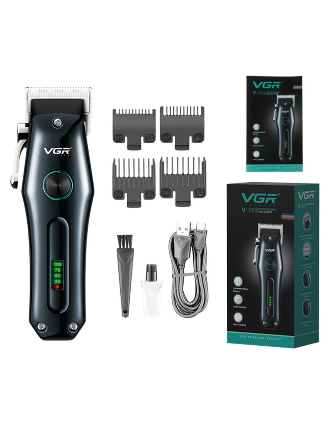 VGR V-969 Professional Salon Series Hair Clipper Trimmer - Blue