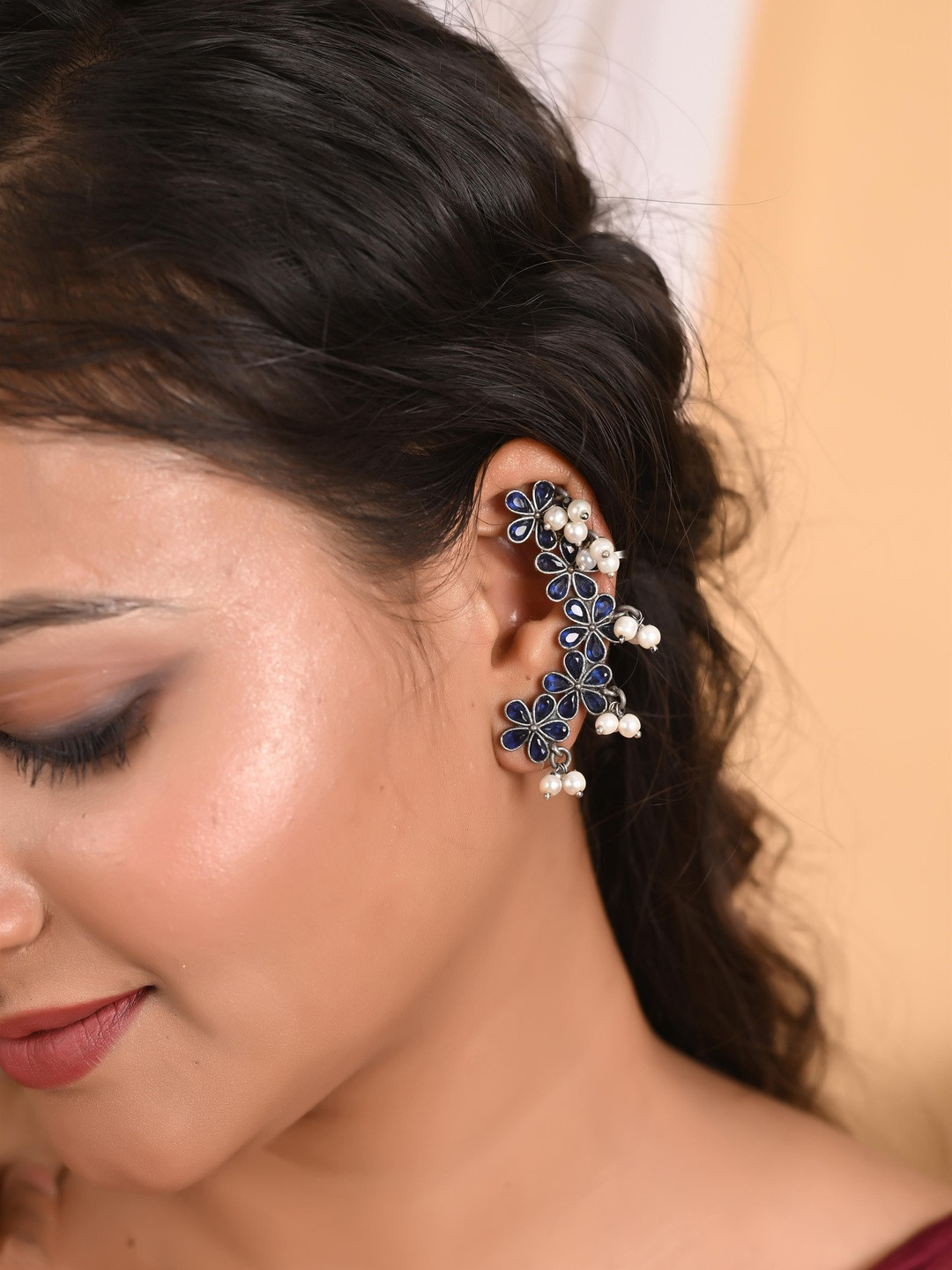 Tanusha Jewels Floral Ear Cuff Earrings