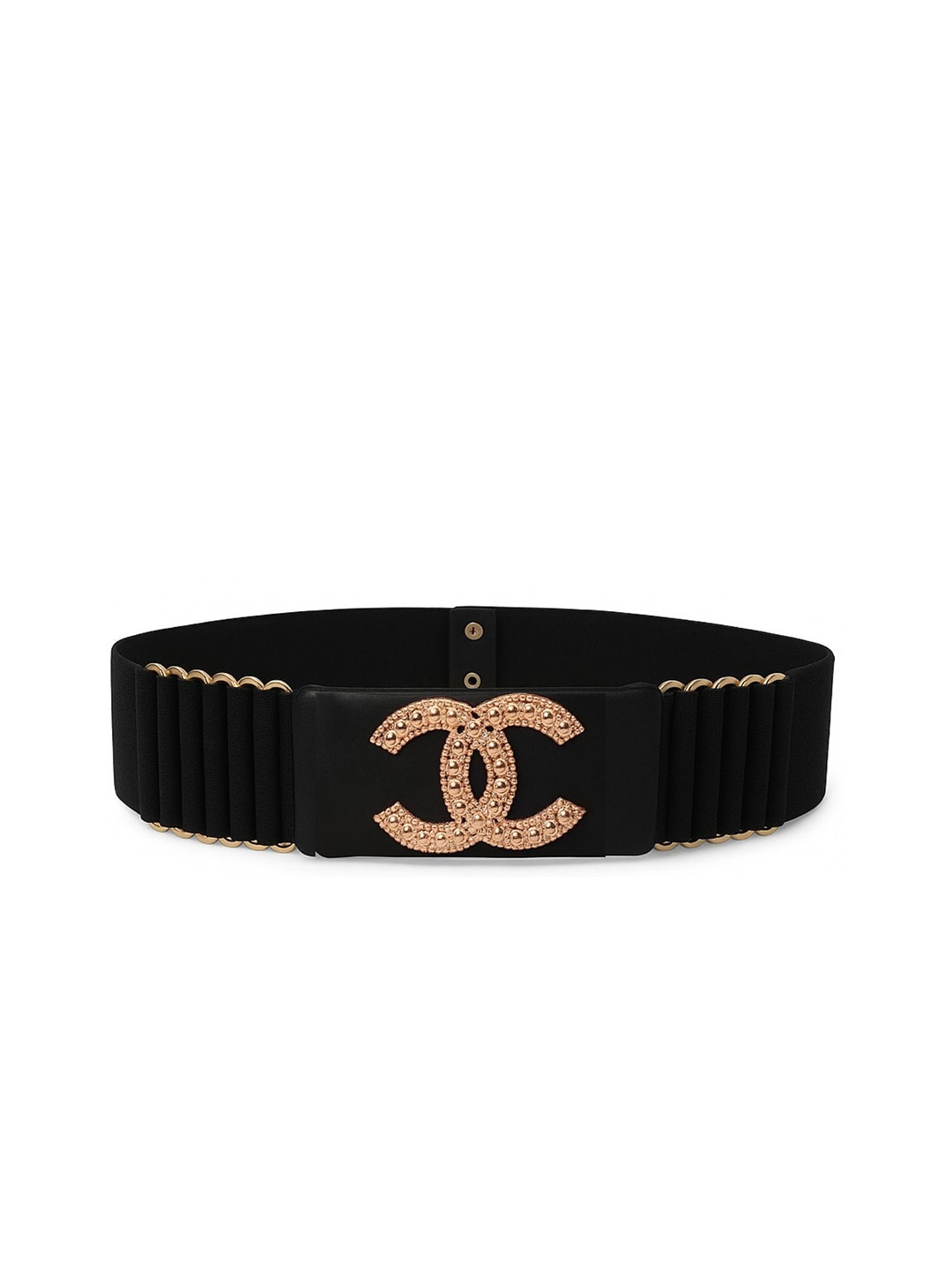 Niddleman Women Elastic Waist Belt with Golden Embellished Buckle