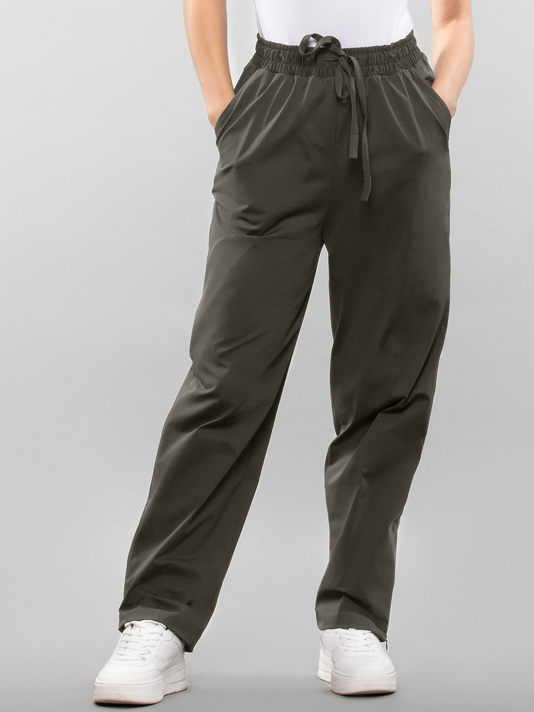 LOVE PANGOLIN Women Relaxed Flat-Front Formal Trousers