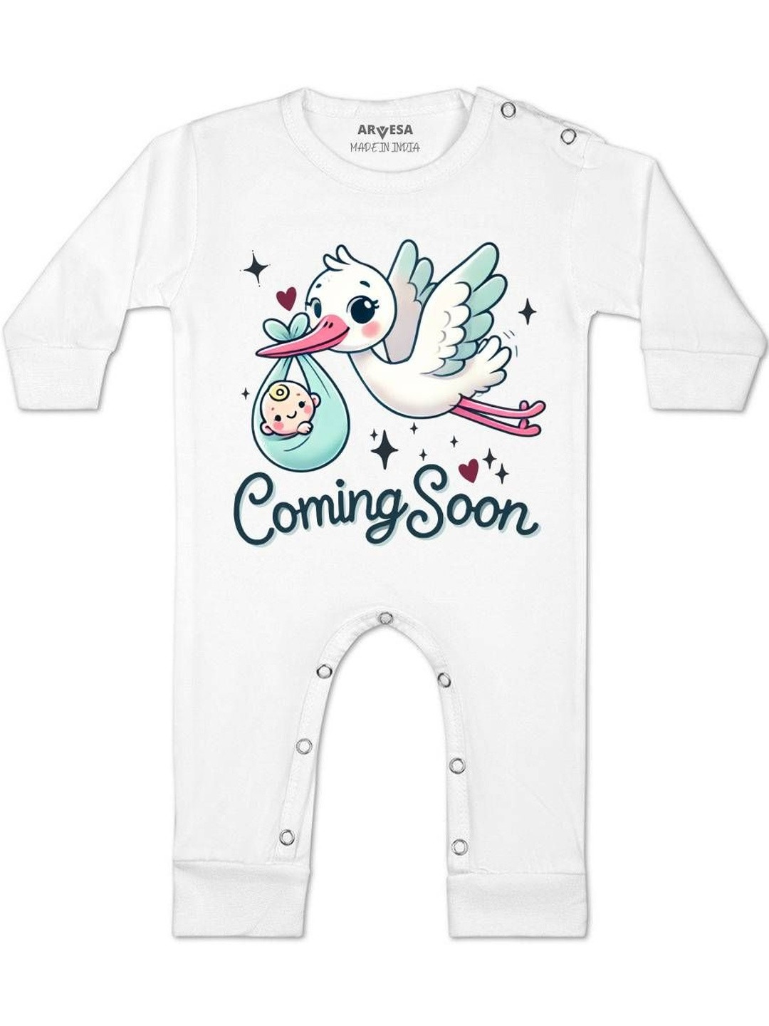 Arvesa Kids Coming Soon Printed Round Neck Rompers
