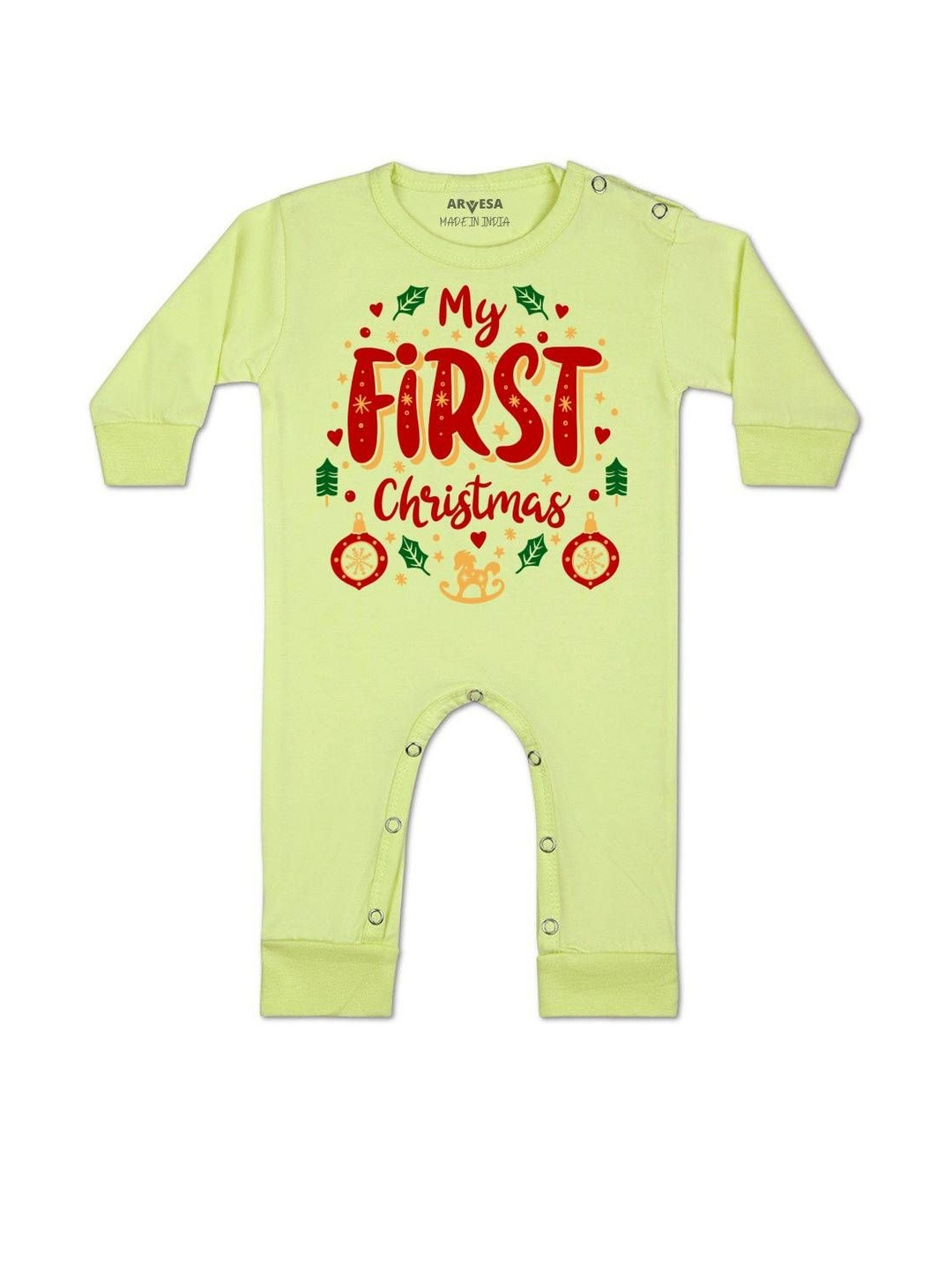 Arvesa Kids My First Christmas Printed Baby Rompers