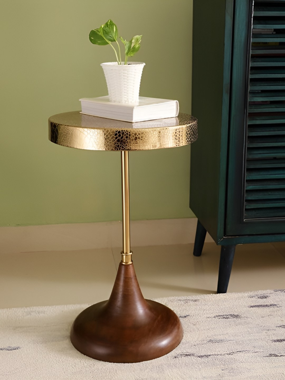 Decor de Maison Brown & Yellow Round Bedside Table