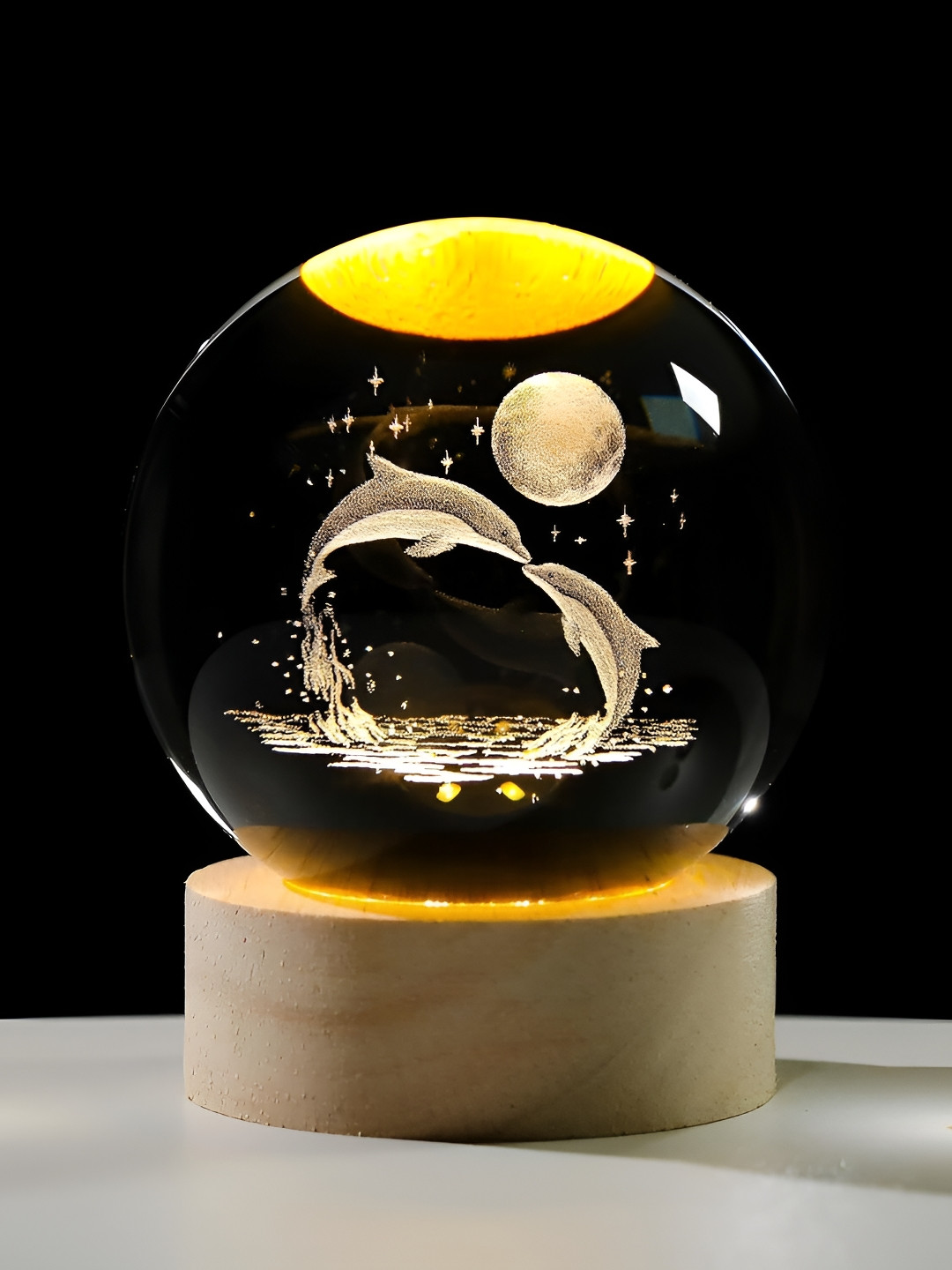 Sebon Yellow Printed Glass Spherical Table Lamp