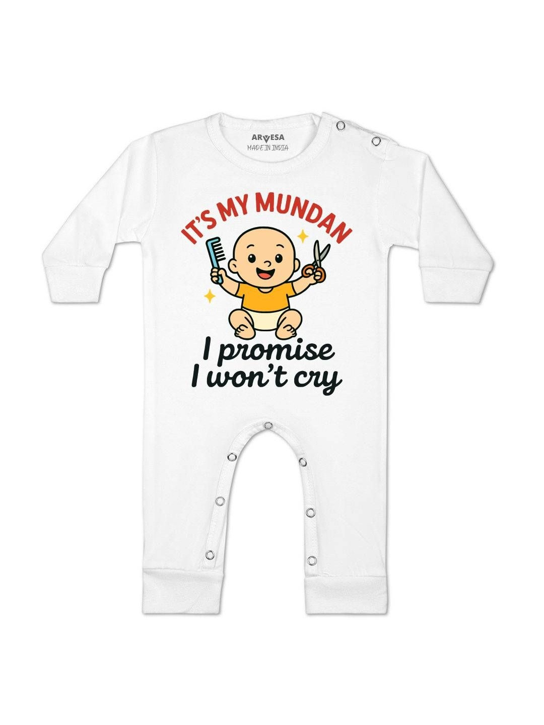 I Promise I wont Cry Printed Baby Rompers