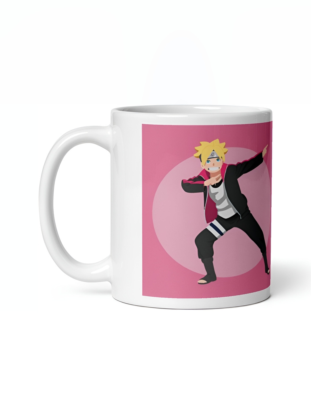 Mr UVD White & Pink Boruto Uzumaki Printed Ceramic Glossy Mug - 350 ml