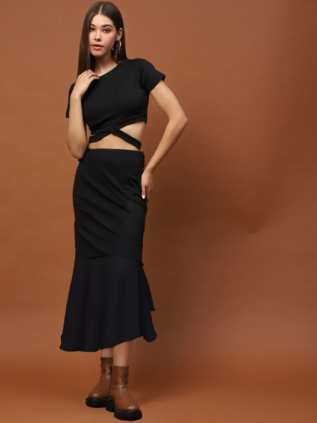 Sera Textured Long Skirt