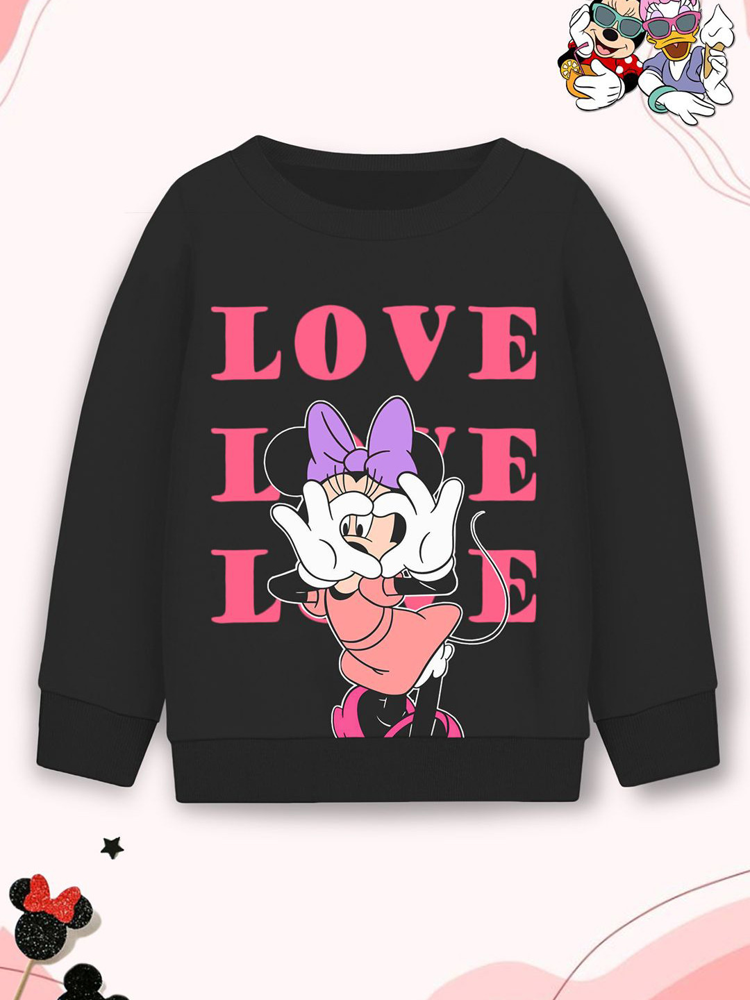 YK Disney Girls Graphic Printed Full Sleeve Sweatshirt