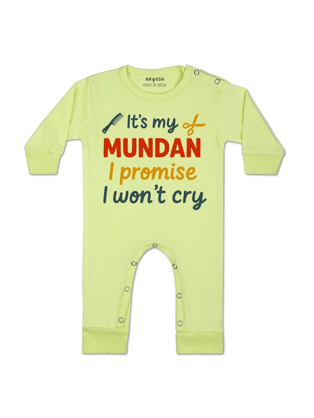 Arvesa Kids Printed Short Neck Long Sleeves Romper