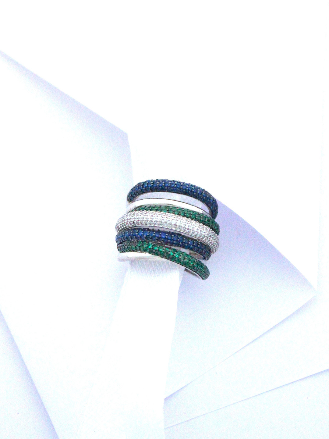 THE BLING GIRLL Silver-Plated Stones Studded Finger Ring