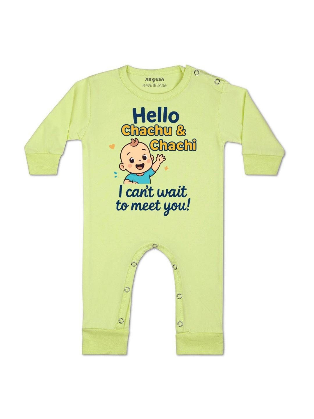 Hello Chachu I can't Wait To Meet You Printed Baby Rompers