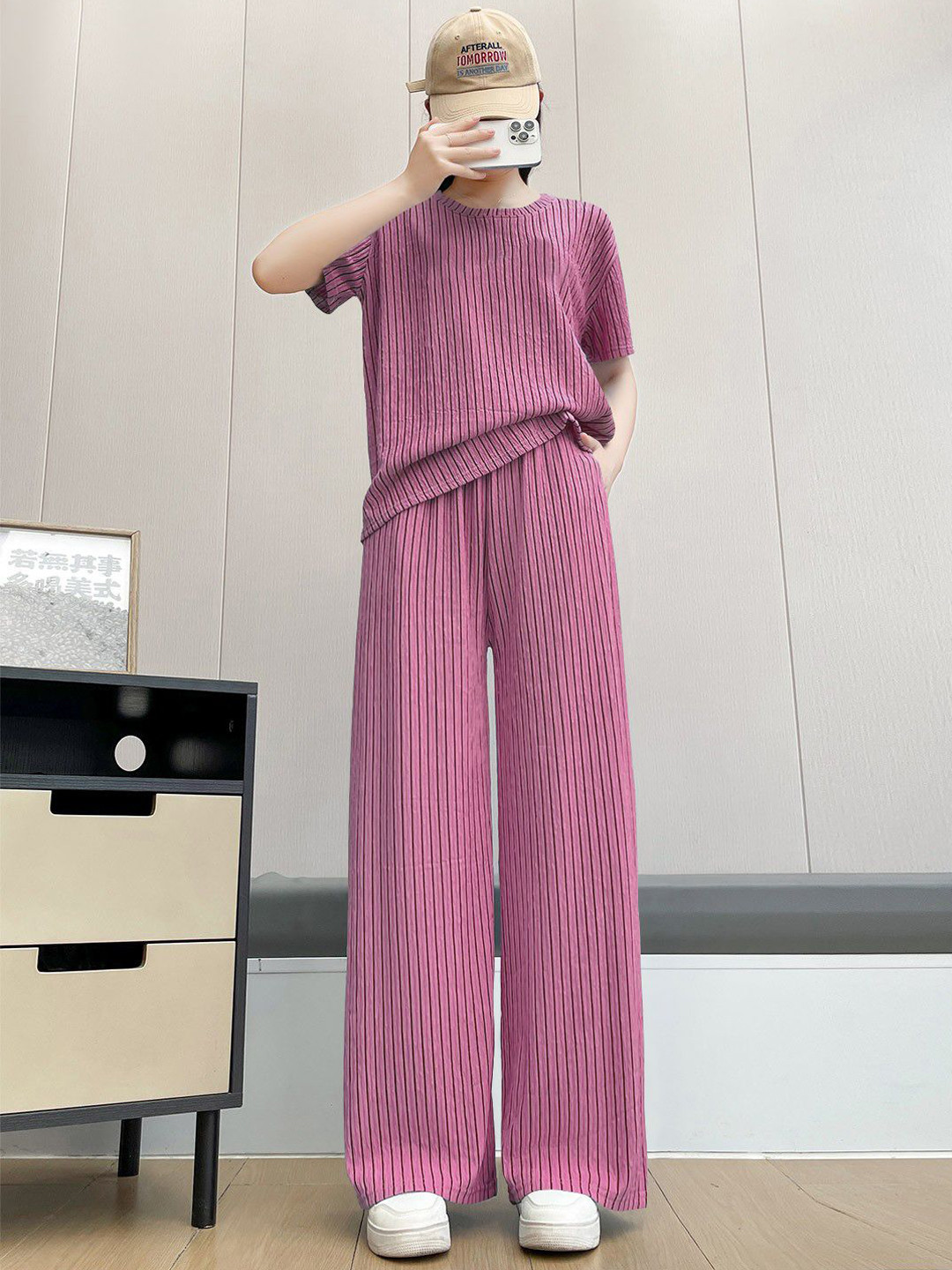 BAESD Striped T-Shirt & Wide Leg Tshirt With Trouser