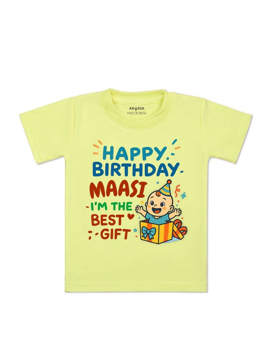 Happy Birthday Maasi Printed Kids Tshirt