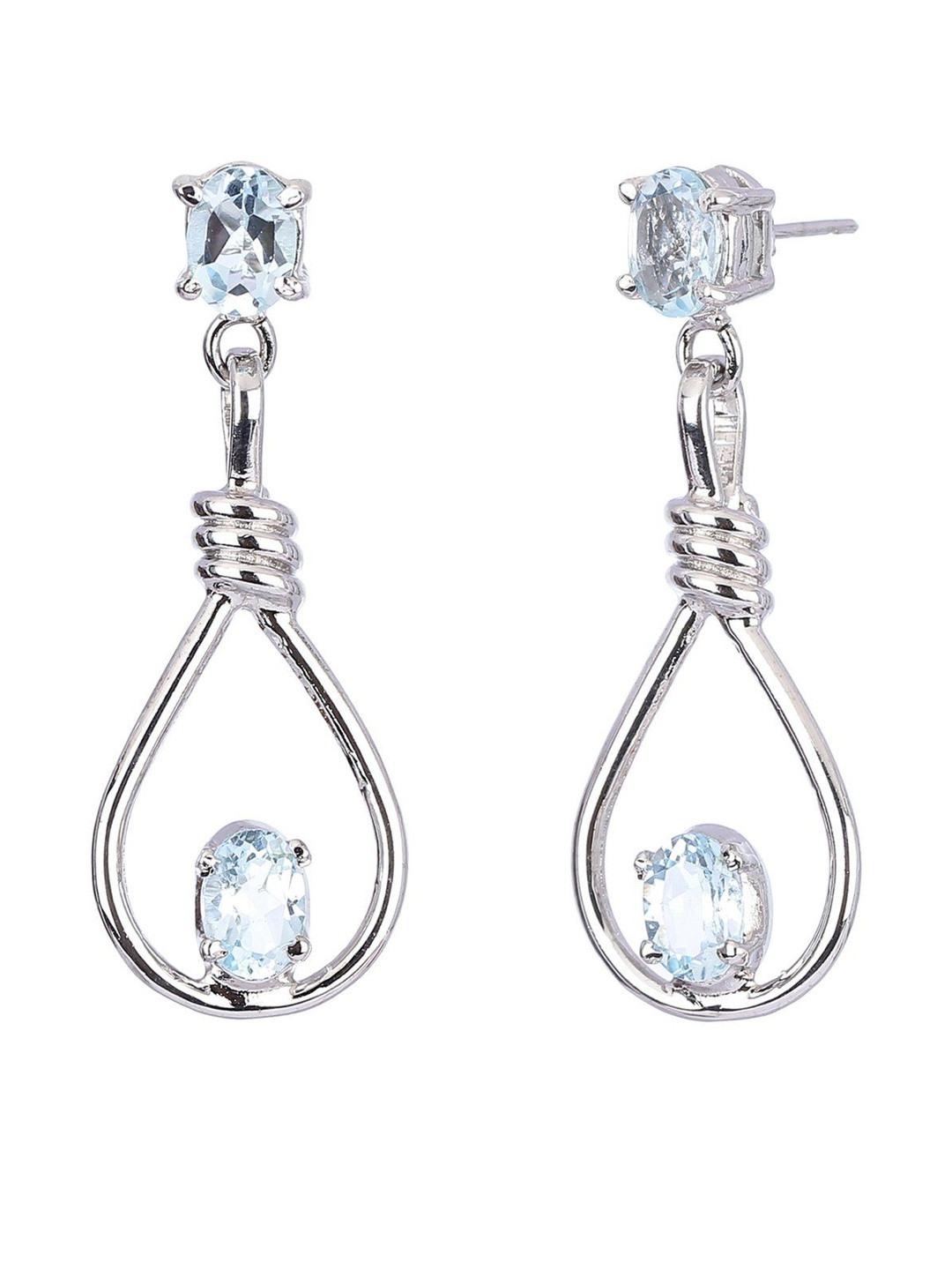 Exotic India Sterling Silver Teardrop Earrings Peridot Stone Jewelry