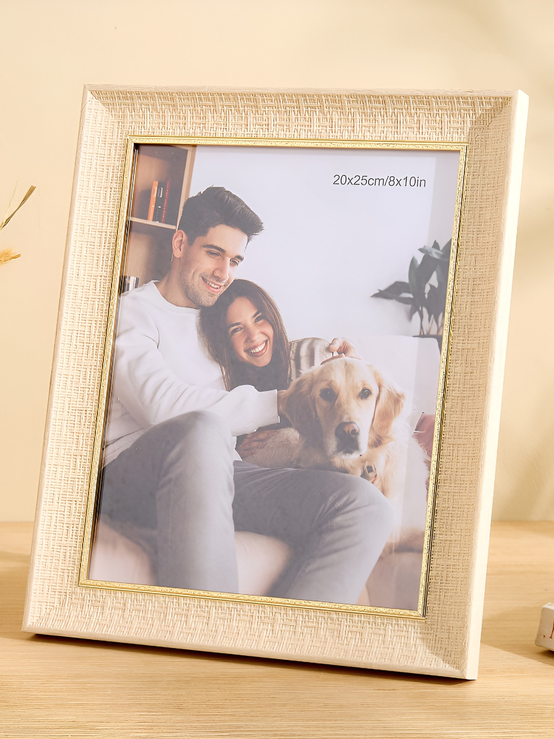 Home Centre Beige & Gold-Toned Photomontage Marcy Table Photo Frame
