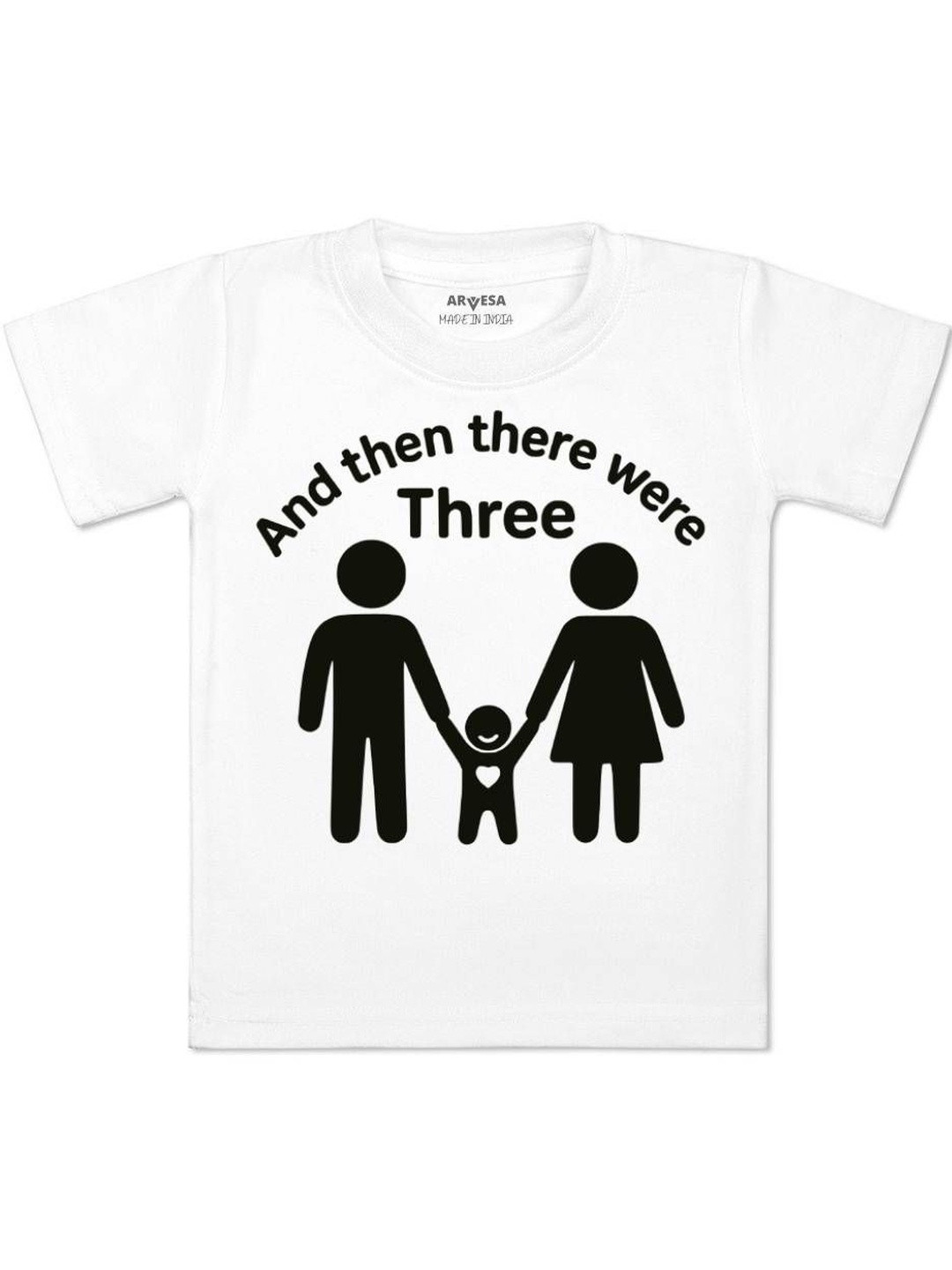 Arvesa Kids And Then There Were Three Printed Round Neck Short Sleeves Tshirt