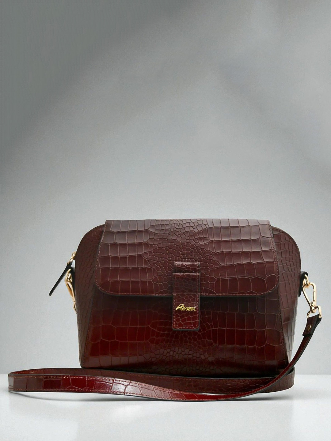 HHSK Women Textured Structured Leather Handheld Bag