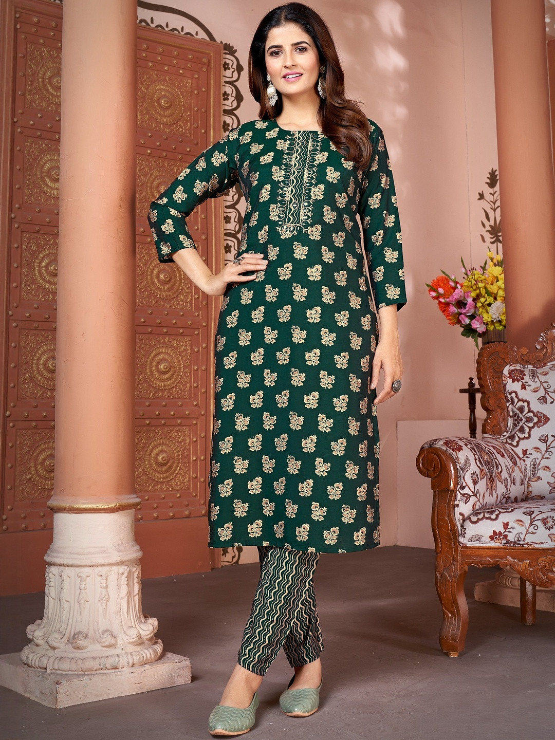 Royal Silk With Handwork and Cotton Inner Kurta Pant Set