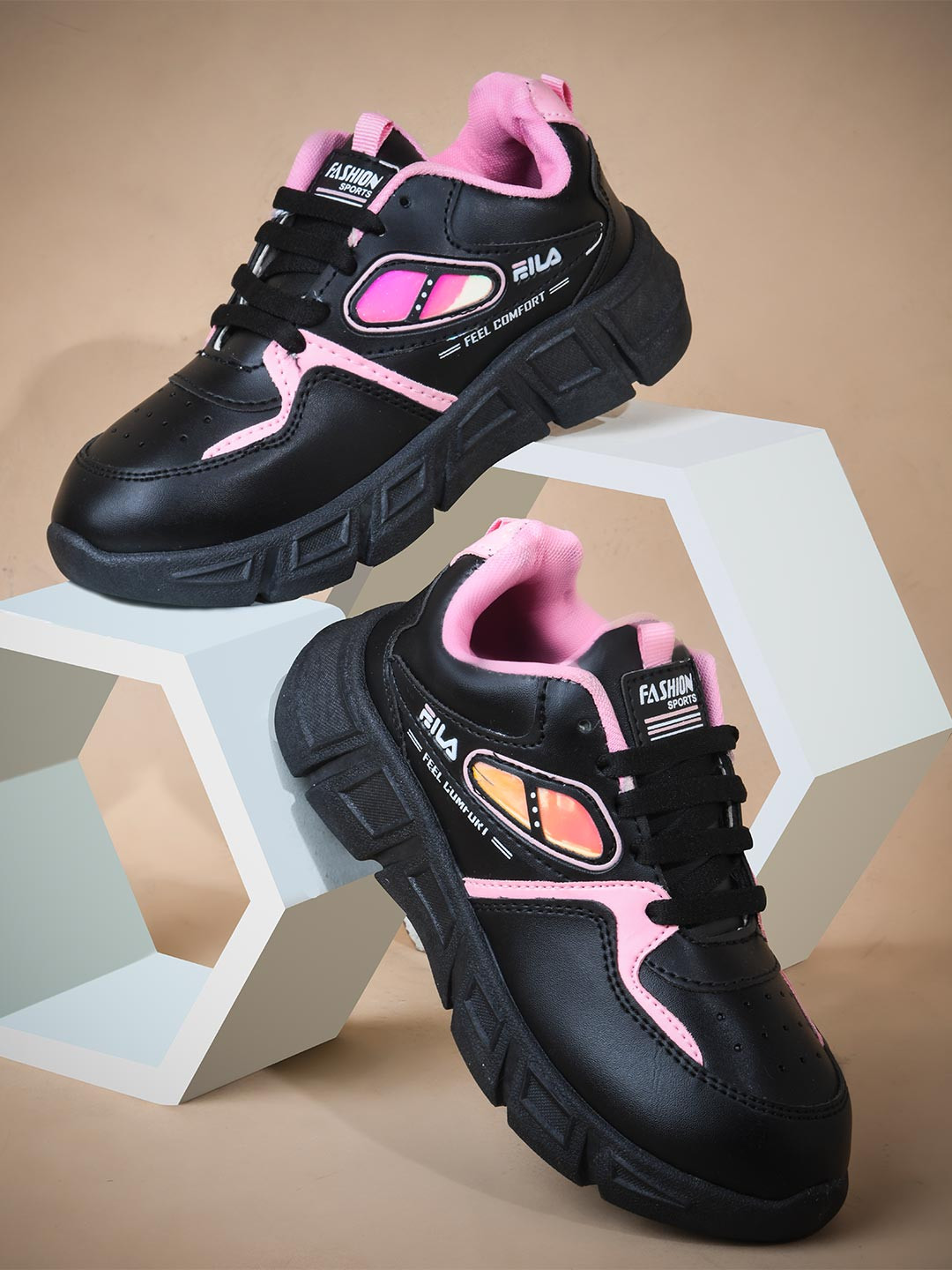 COGS Black Synthetic Leather Casual Shoes