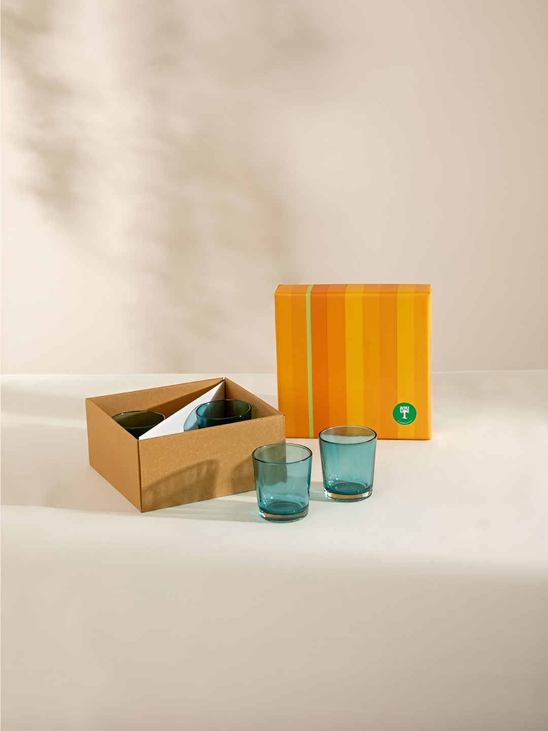 FREEDOM TREE Blue 4 Pieces Glass Candle Holders