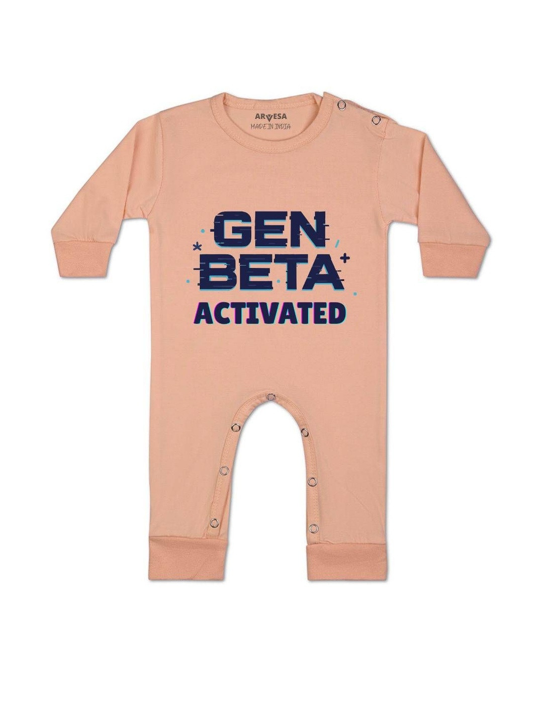 Arvesa Kids Gen Beta Printed Round Neck Long Sleeves Rompers