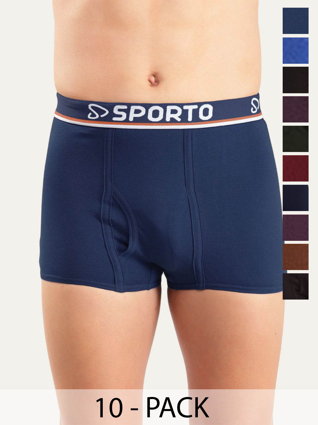 Sporto by Macho Pack Of 10 Mid Rise Trunks
