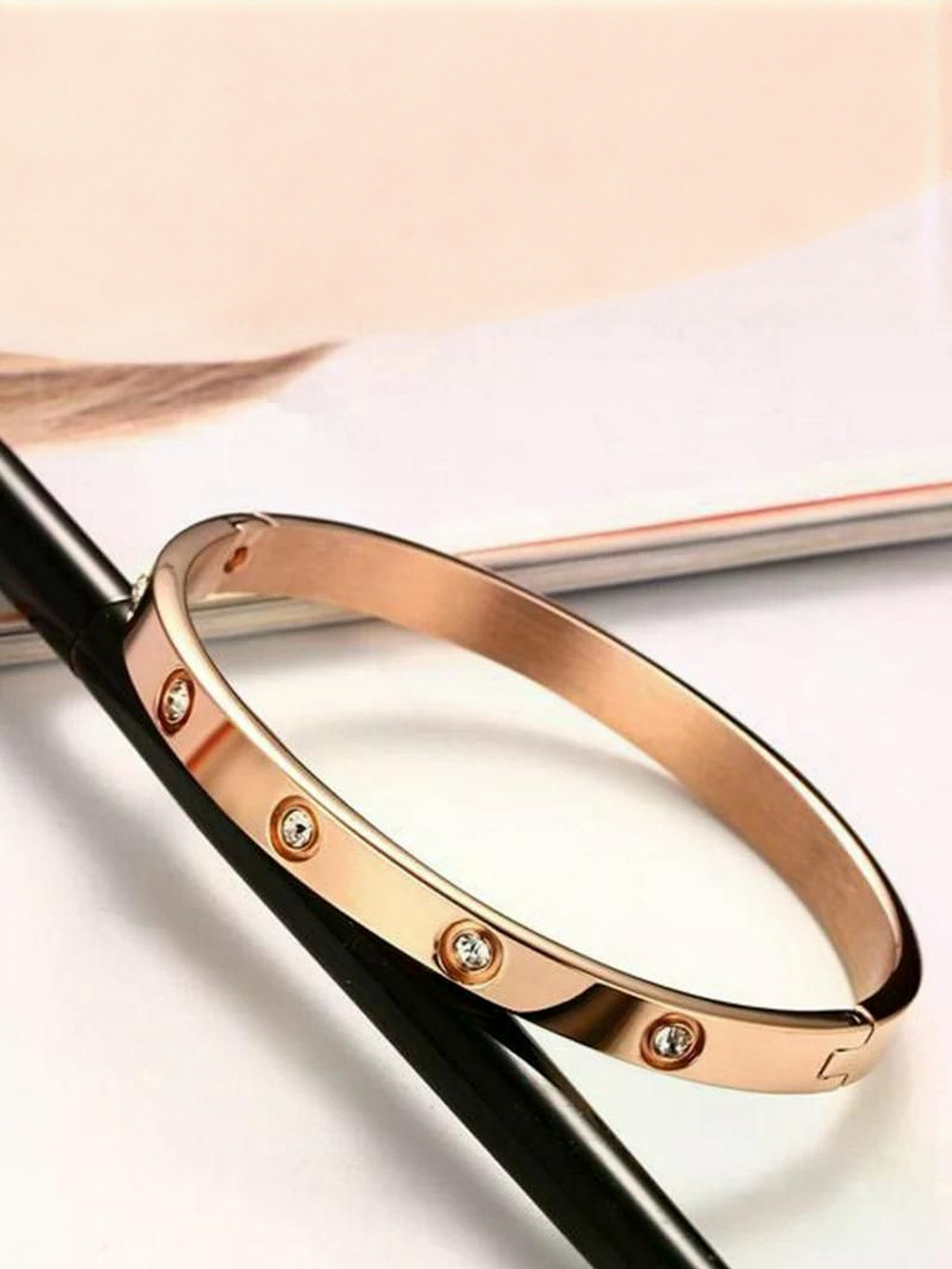 MODE & MINIMAL Women Rose Gold-Plated Kada Bracelet