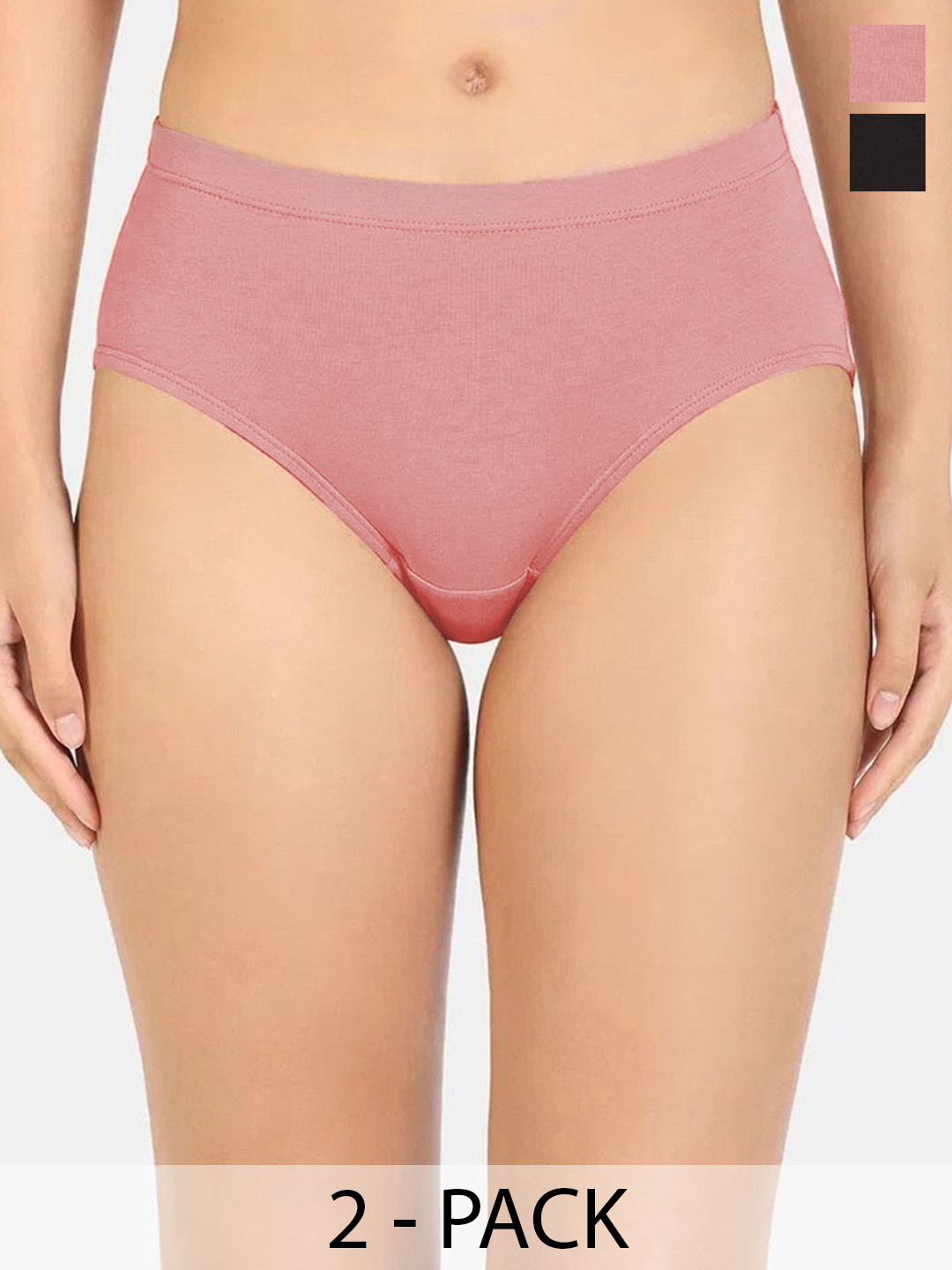 HRX by Hrithik Roshan Pack Of 2 High-Rise Bamboo Hipster Briefs WO-L6-Peach-L10-Black