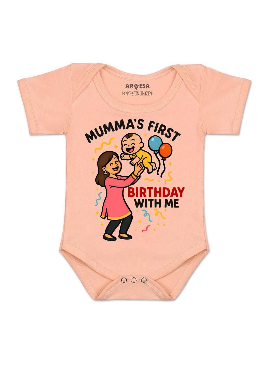 Mumma First Birthday With Me Printed Romper