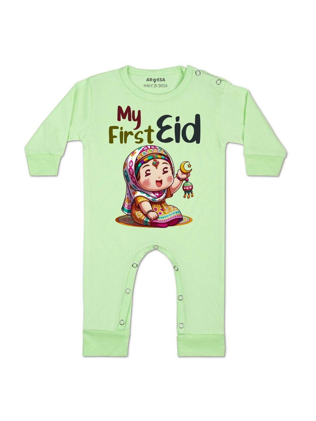 My First Eid Printed Baby Rompers