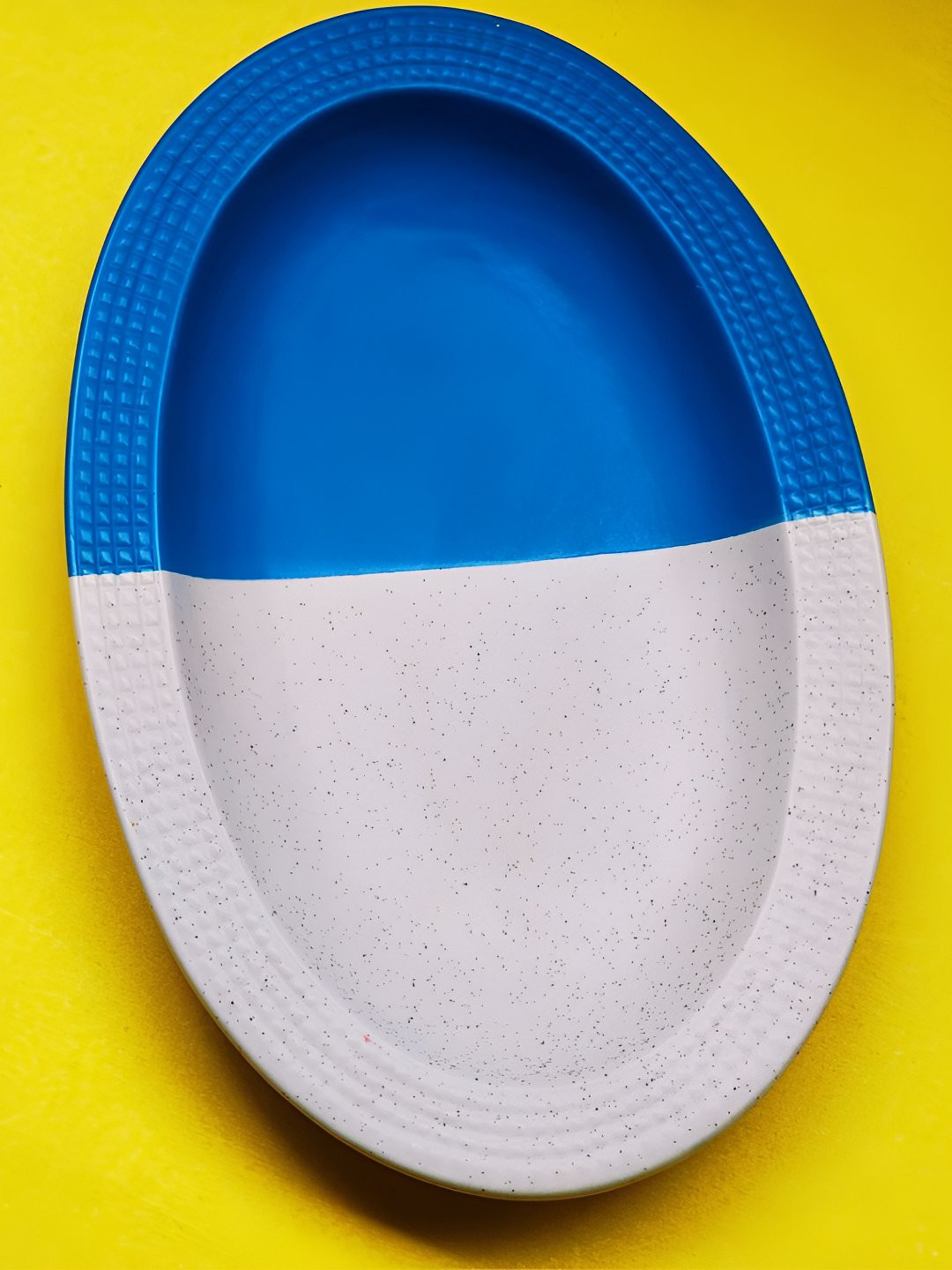 TheYUGO Blue & White Dual Oval Ceramic Serving Tray